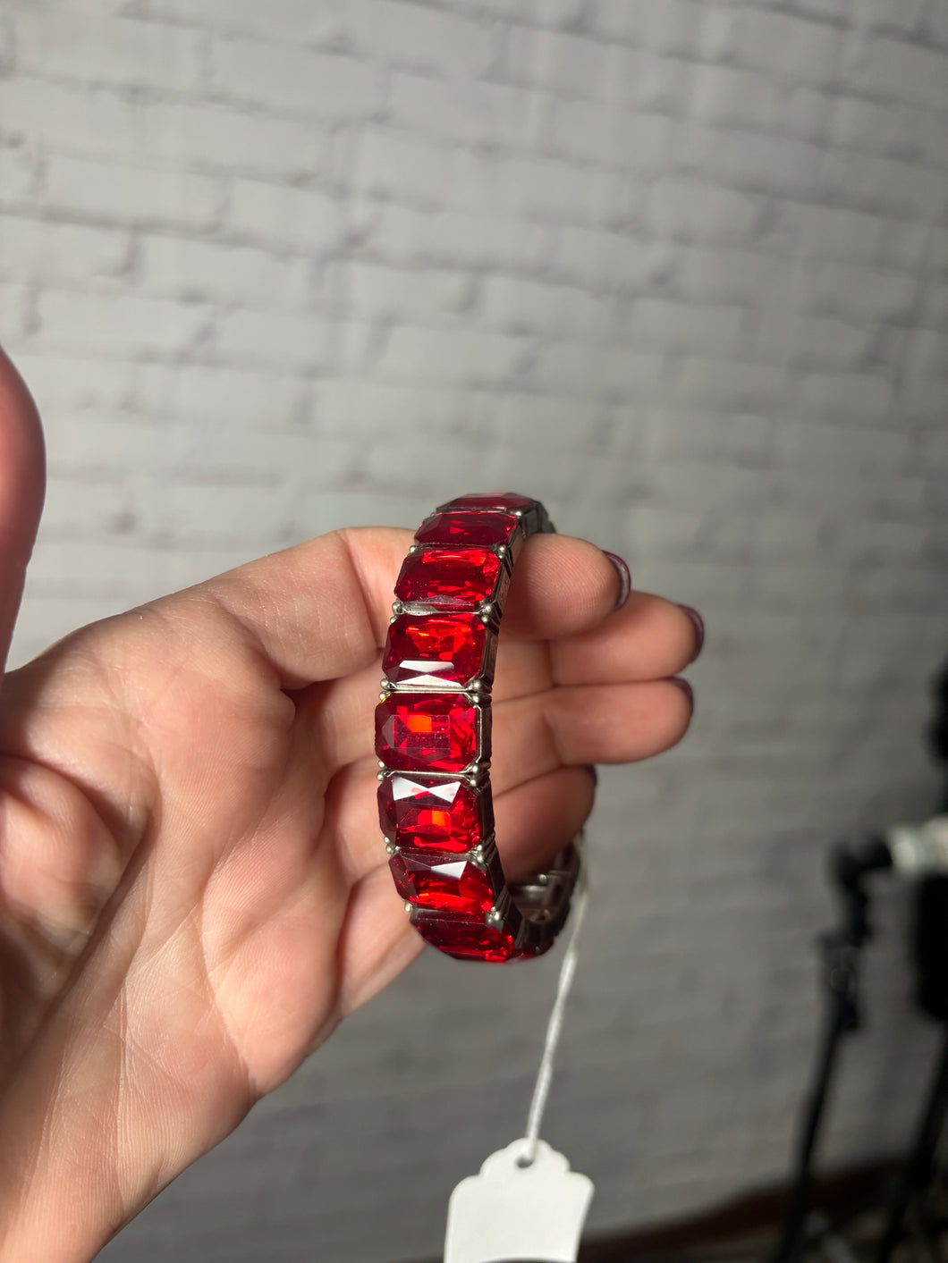 Red and gun metal bracelet