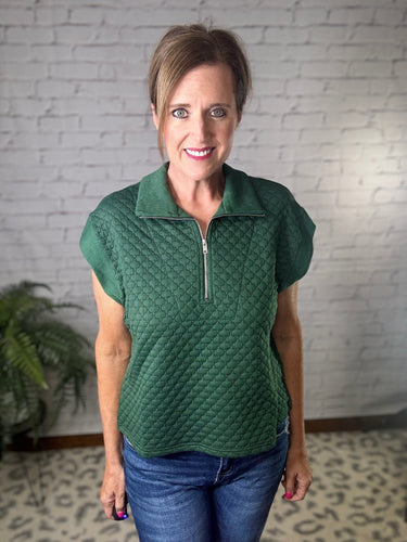 Textured top in Hunter Green