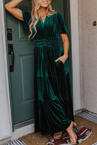 The Emma Velvet Dress(Forest Green)