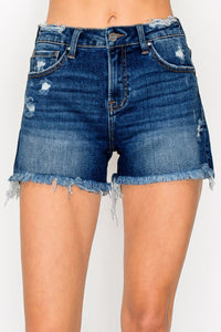 Dark Wash Denim Shorts(Risen)