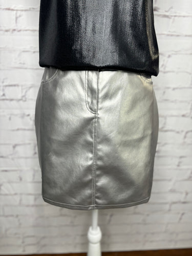 Silver Shiny Mini Skirt