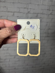 Gold rectangle dangle earrings