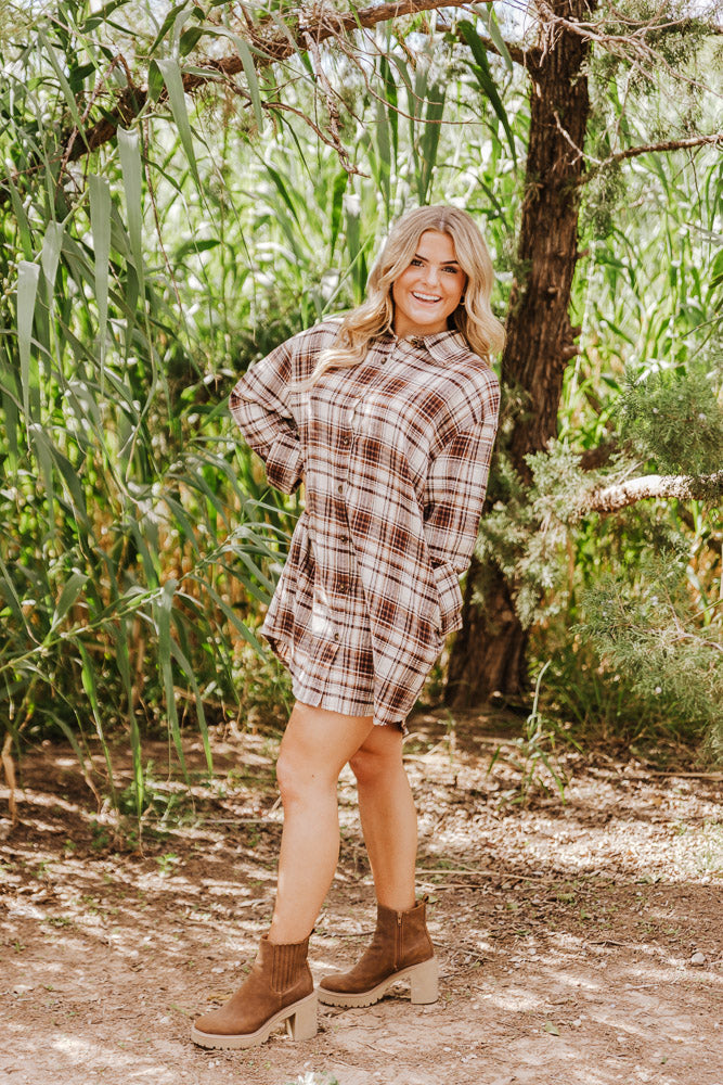 Brown Plaid Flannel Dress The Sassy Leopard Brown Plaid Flannel Dress The Sassy Leopard