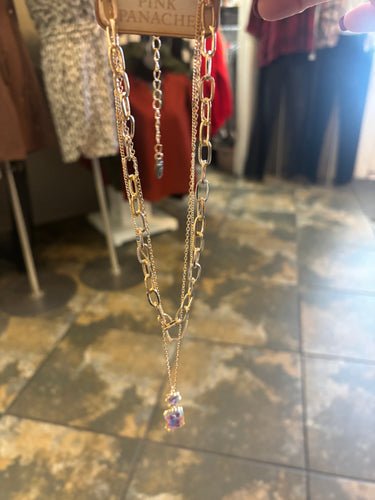 Clear square dangle necklace
