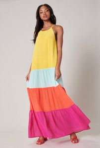 Rainbow Rays Colorblock Maxi Dress