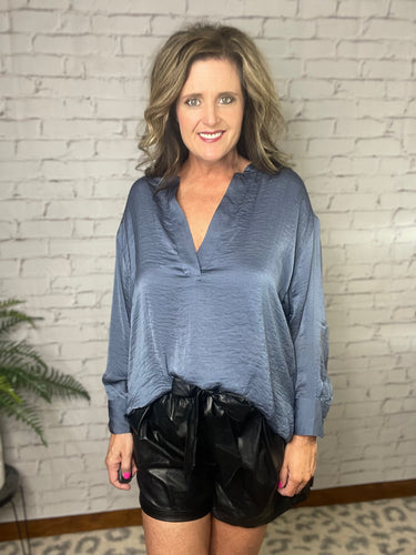 Denim Blue Satin Top