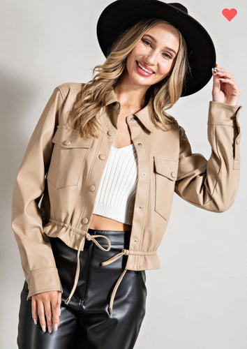 Light Camel Faux leather jacket