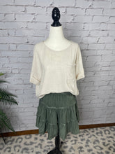 Olive ruffle tiered skirt