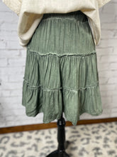 Olive ruffle tiered skirt