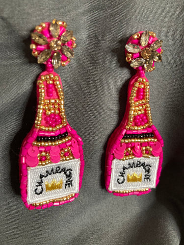 Champagne earrings(Hot Pink)