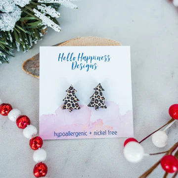 Leopard Christmas Tree Studs